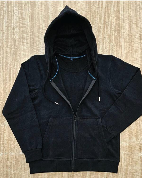 Premium Zipper Hoodie | 320gsm Cotton Fabric | Plain Black