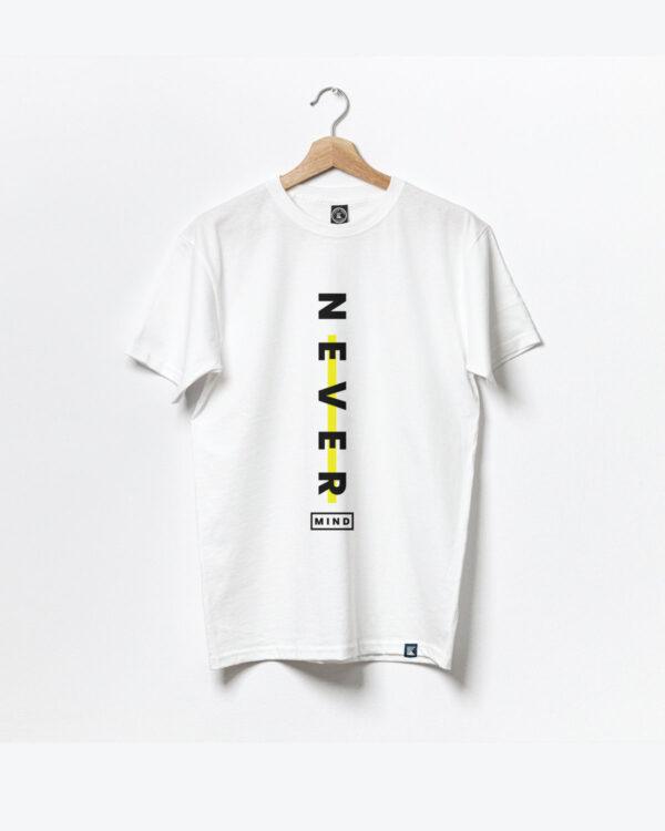 Never Mind Oversize T-Shirt | 240gsm- White | Graphic Printed